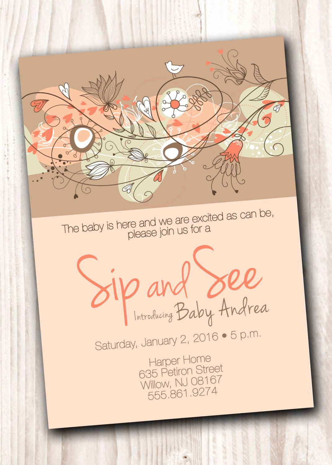 Sip and See Invitation Wording Best Of Sip and See Invitation Printable Digital File Sip N See