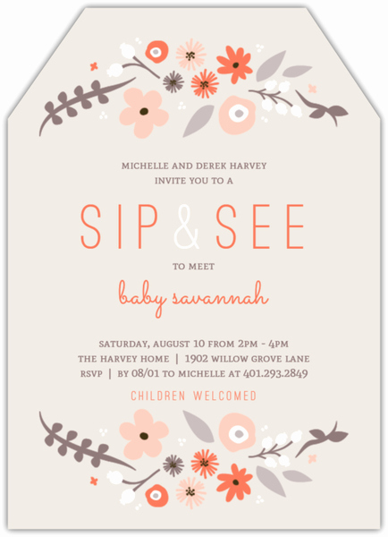 Sip and See Invitation Wording Best Of Whimsy Floral Frame Sip See Baby Shower Invitation