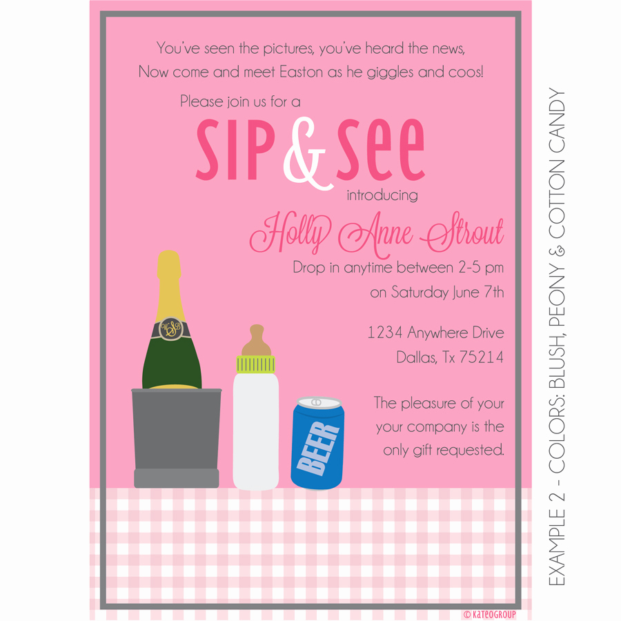 Sip and See Invitation Wording Inspirational Boozy Sip and See Invitation Baby Shower