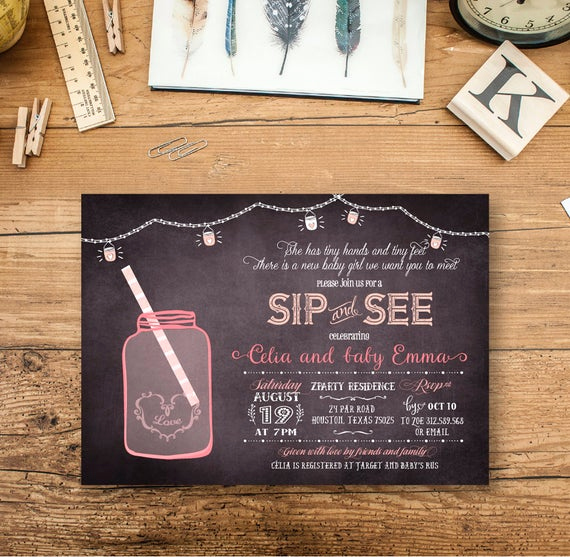 Sip and Shop Invitation Lovely Sip and See Invitation Sip &amp; See Girl Baby Girl Shower