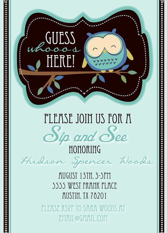 Sip N See Invitation Wording Inspirational Sip and See Cute Owl Shower Invitation by