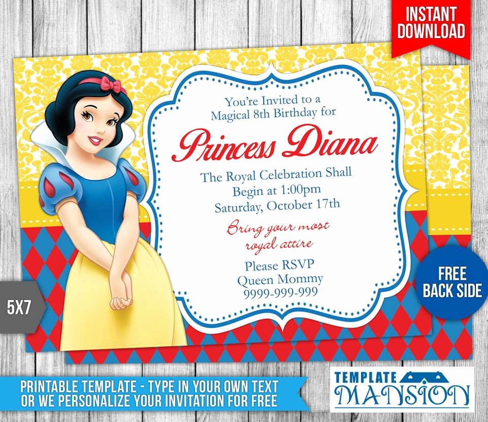 Snow White Invitation Template Awesome Snow White Birthday Invitation Template 3 by