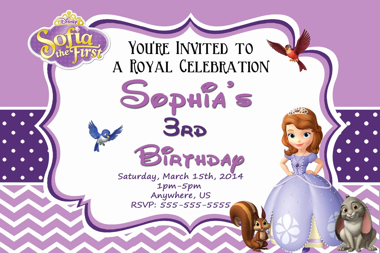 Sofia the First Invitation Template Best Of Princess sofia the First Birthday Invitations