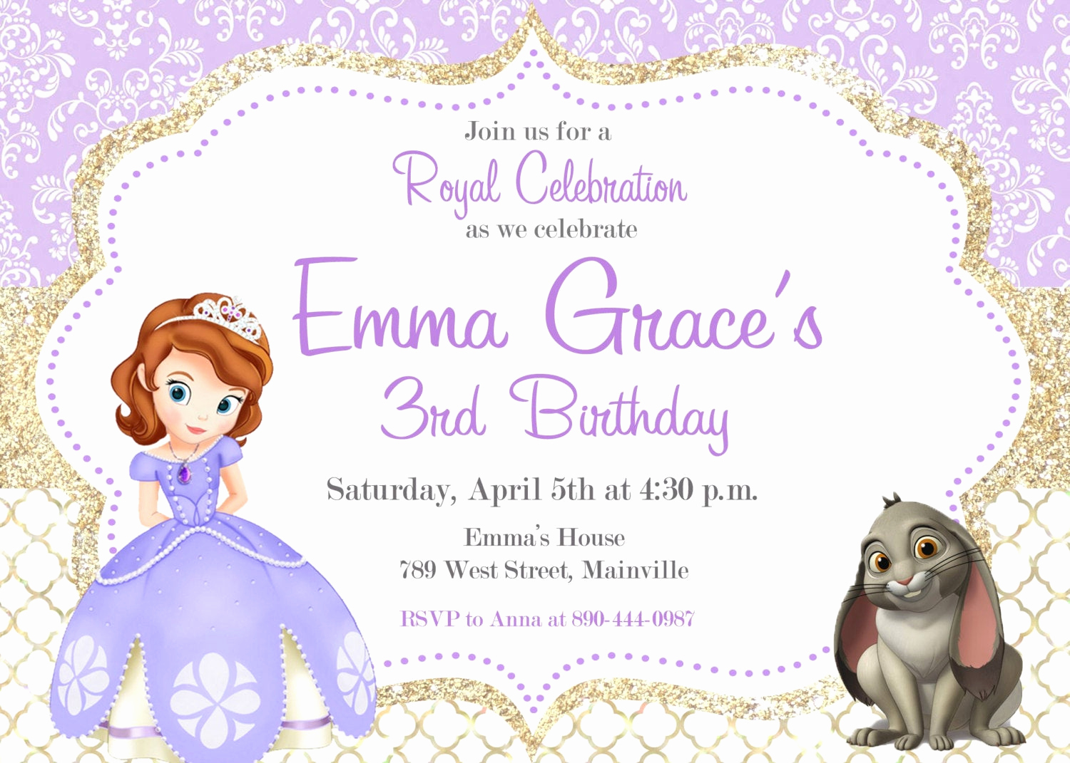 Sofia the First Invitation Templates Best Of sofia the First Birthday Party Invitation Digital or
