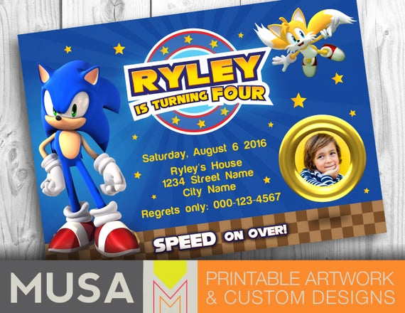 Sonic the Hedgehog Invitation Template Fresh sonic the Hedgehog Printable Invitation with Photo