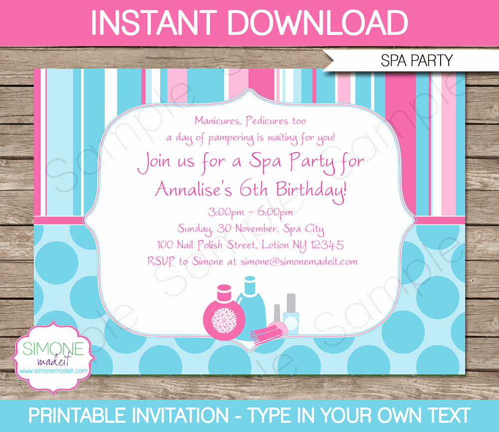 Spa Invitation Template Free Inspirational Spa Party Invitations Template