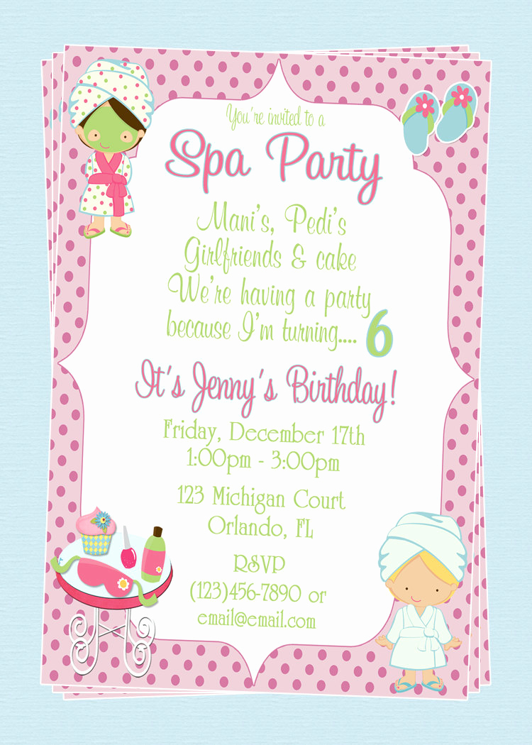 Spa Party Invitation Template Free Elegant Custom Spa themed Birthday Party Invitations Diy Printable