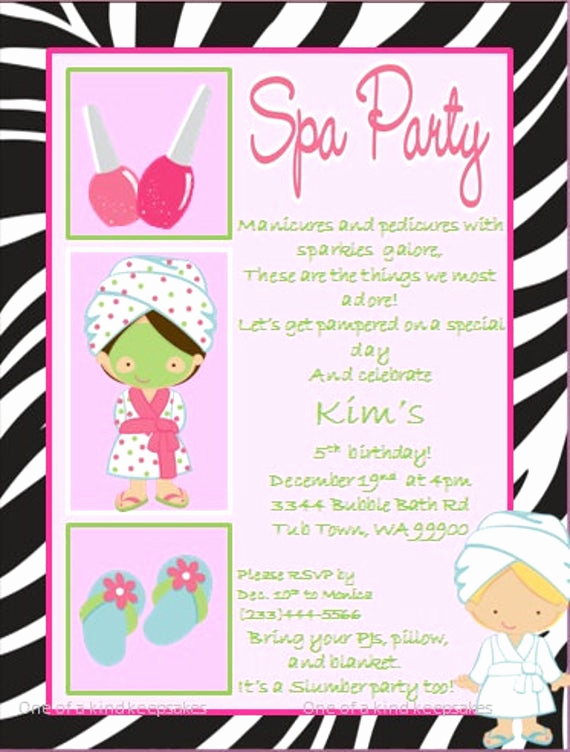 Spa Party Invitation Templates Fresh Items Similar to Spa Party Zebra Invitations Printable Diy