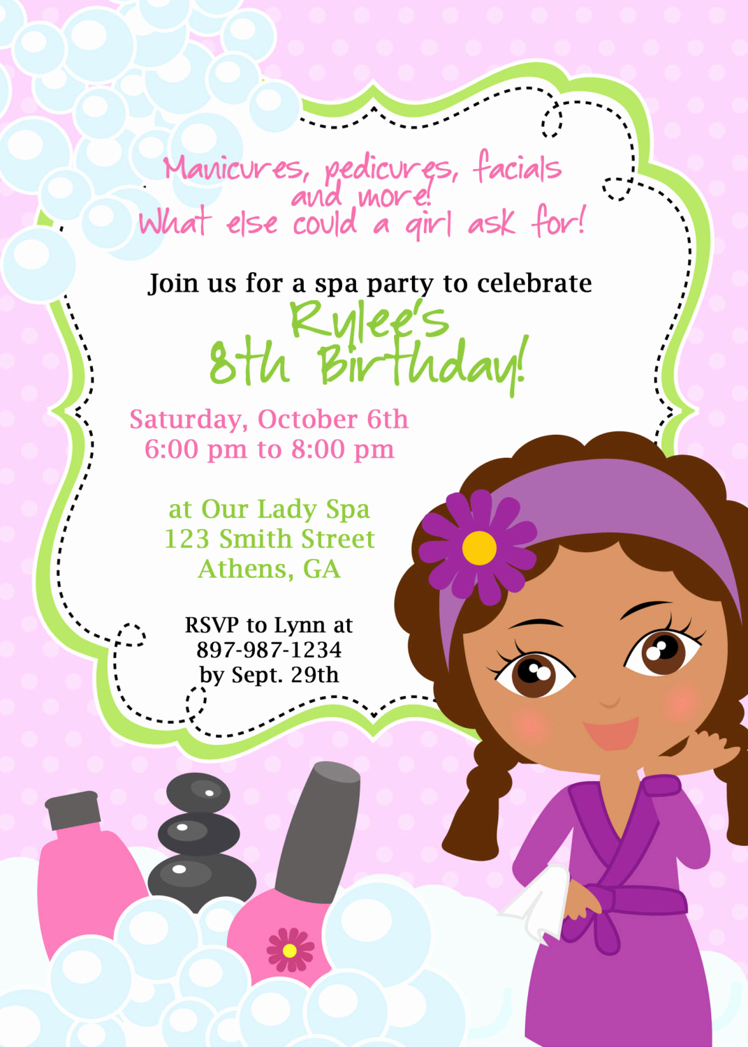 Spa Party Invitation Templates Inspirational Diy Sassy Spa Party Invitation African American Little Girl