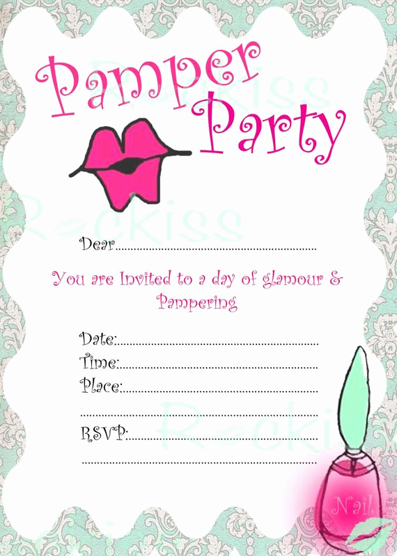 Spa Party Invitation Templates New Items Similar to Pamper Party Invitation Pamper Kisses