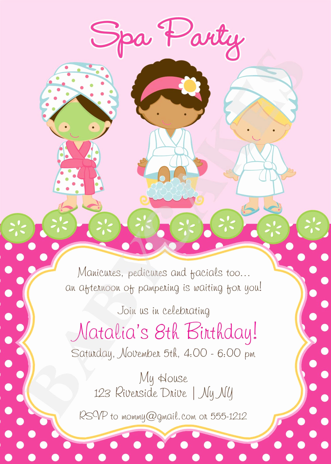 Spa Party Invitation Wording Awesome Spa Party Invitation Diy Print Your Own Matching by