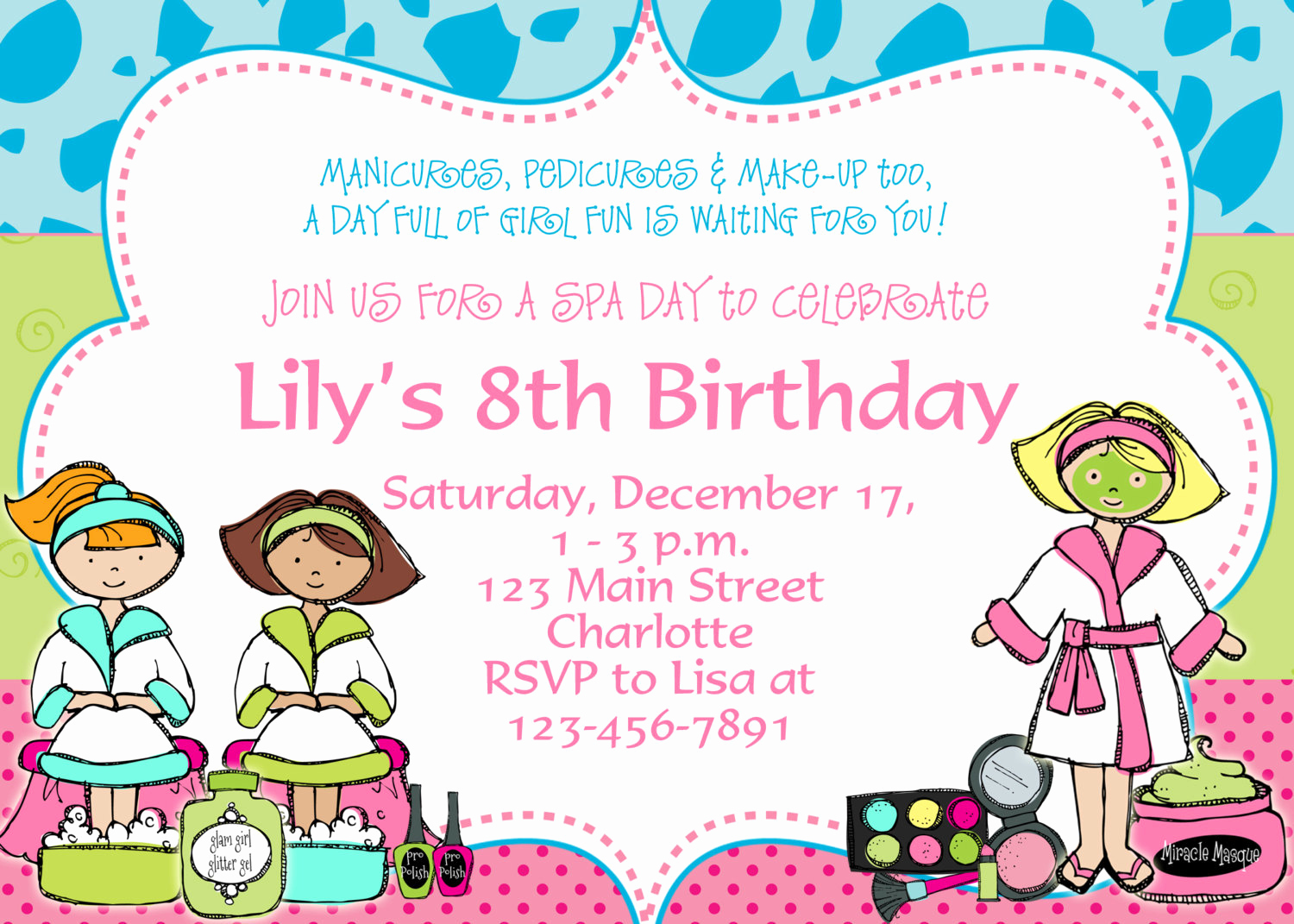 Spa Party Invitation Wording Fresh Spa Birthday Party Invitation Spa Birthday by