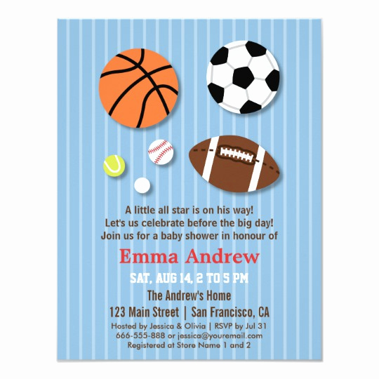 Sports Baby Shower Invitation Templates Lovely Sports themed Baby Shower Invitations