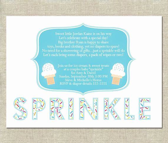 Sprinkle Baby Shower Invitation Wording Elegant Baby Sprinkle Invitation Printable Ice Cream or Cupcakes