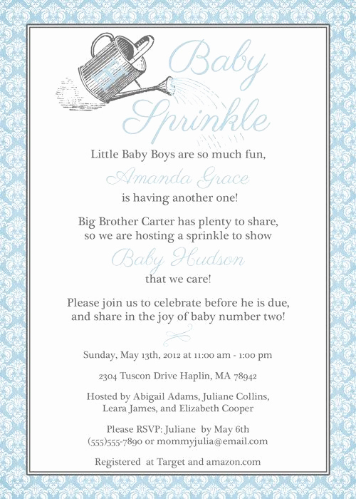 Sprinkle Baby Shower Invitation Wording Elegant Watering Can Baby Sprinkle Invitation Sprinkle Shower