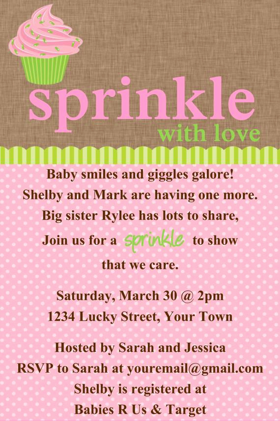 Sprinkle Baby Shower Invitation Wording Lovely Sprinkle Baby Shower Green Border Invitation Template 4x6