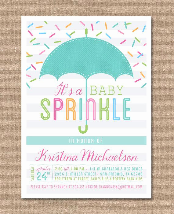 Sprinkle Shower Invitation Wording Elegant Printable Baby Sprinkle Invitation Baby Shower Umbrella