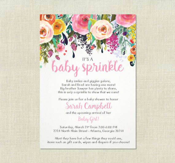 Sprinkle Shower Invitation Wording Inspirational Rose Floral Girl Baby Sprinkle Shower Flower by