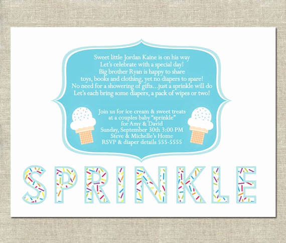 Sprinkle Shower Invitation Wording Luxury Baby Sprinkle Invitation Printable Ice Cream by