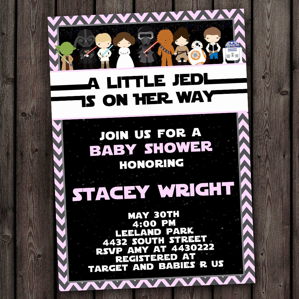 Star Wars Baby Shower Invitation Unique Girl Star Wars Baby Shower Invitation Customized Wording
