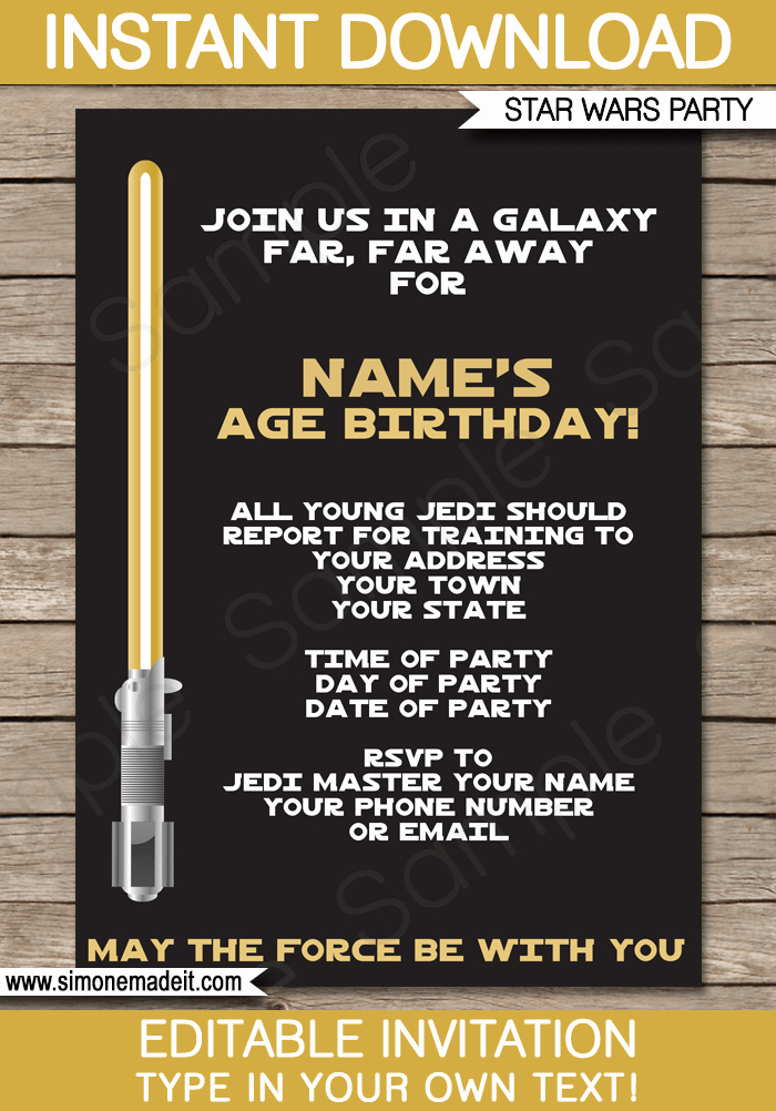 Star Wars Birthday Invitation Wording Best Of Gold Star Wars Invitations Editable Template