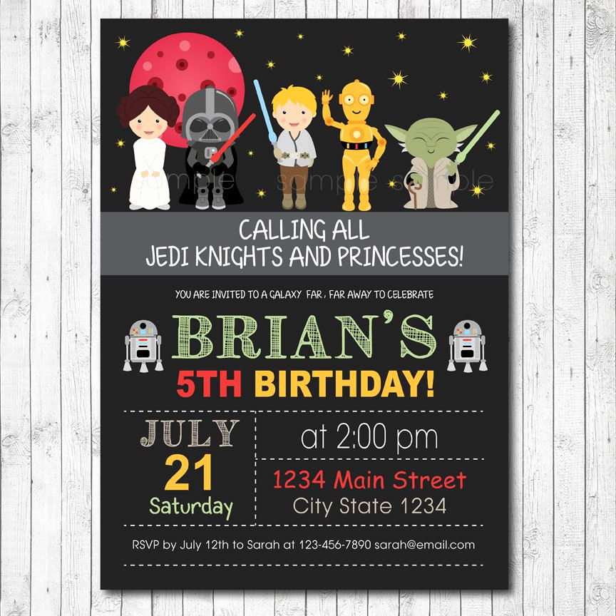 Star Wars Invitation Template Inspirational Star Wars Birthday Invitation Card Digital by