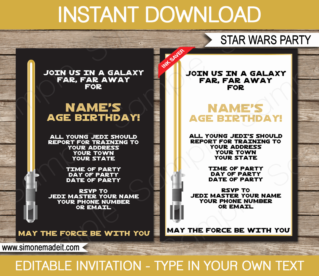 Star Wars Party Invitation Template New Gold Star Wars Printables Invitations &amp; Decorations