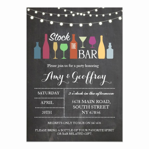 Stock the Bar Invitation Awesome Stock the Bar Chalk Party Engagement Invitation