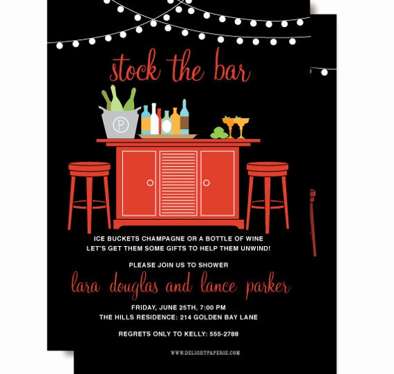 Stock the Bar Invitation Awesome Stock the Bar Invitation Couples Shower Wine Cocktail
