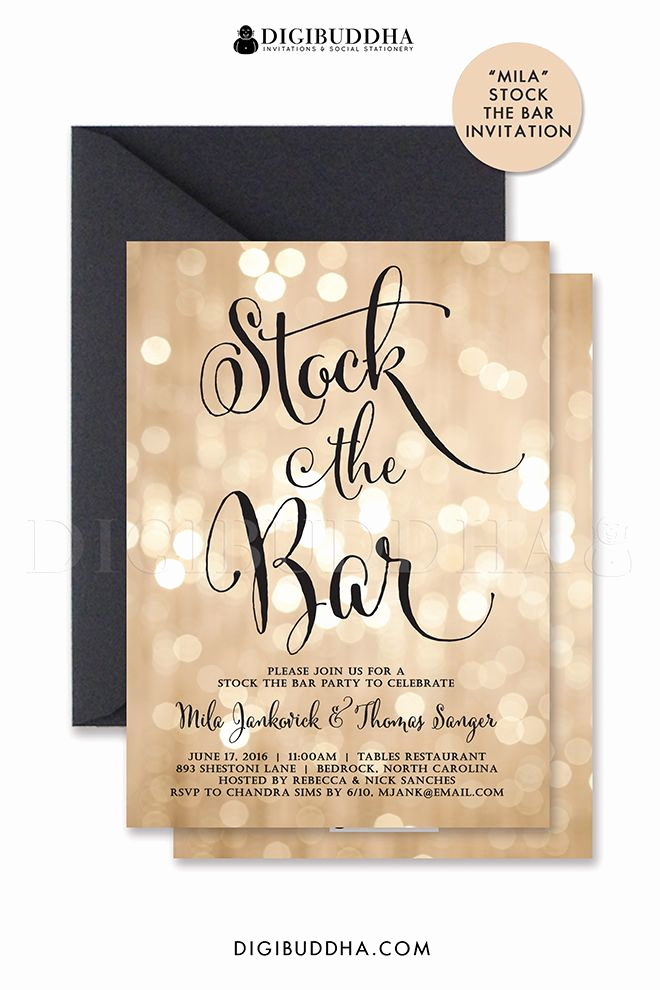 Stock the Bar Invitation Fresh Bokeh Stock the Bar Invitations for Engagement Party or
