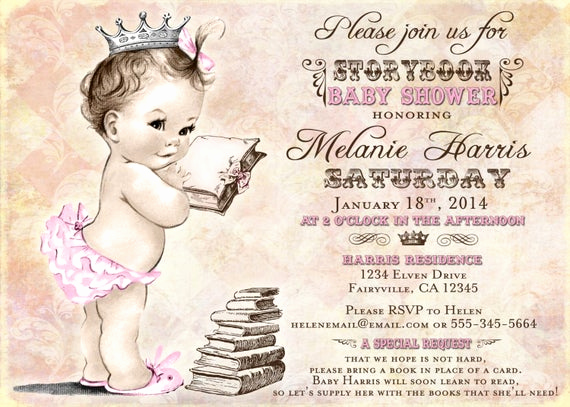 Storybook Baby Shower Invitation Wording Lovely Girl Baby Shower Invitation Storybook Baby Shower Invitation