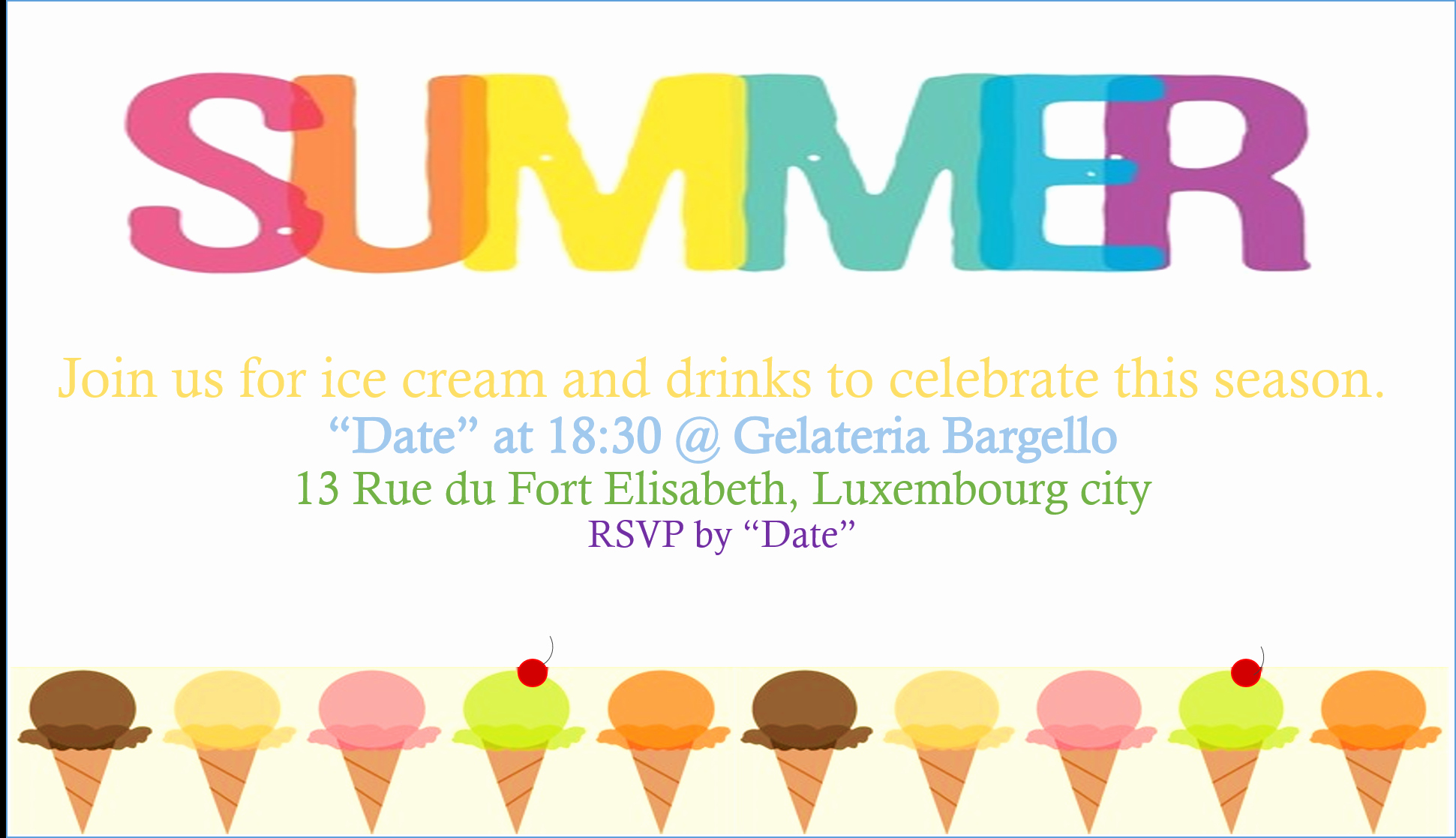 Summer Party Invitation Wording Luxury Ice Cream Summer Party