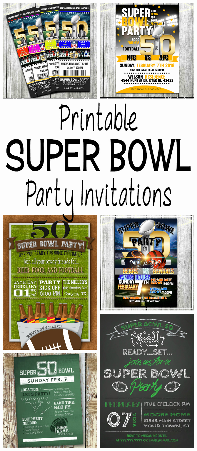 Superbowl Party Invitation Template Fresh Super Bowl 50 Printable Football Party Invitations