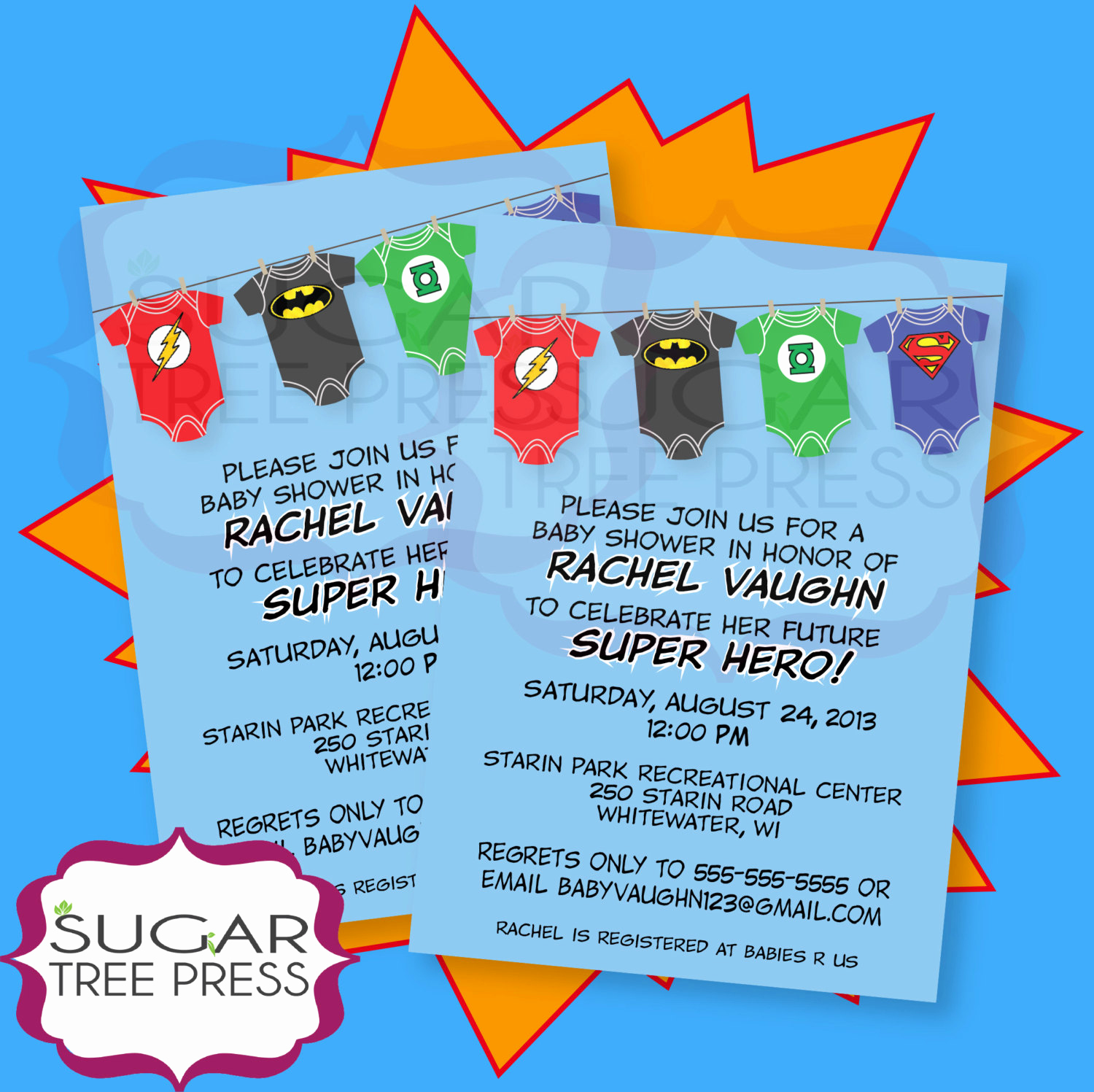Superhero Baby Shower Invitation Templates Inspirational Esie Super Hero Justice League Baby Shower by Sugartreepress