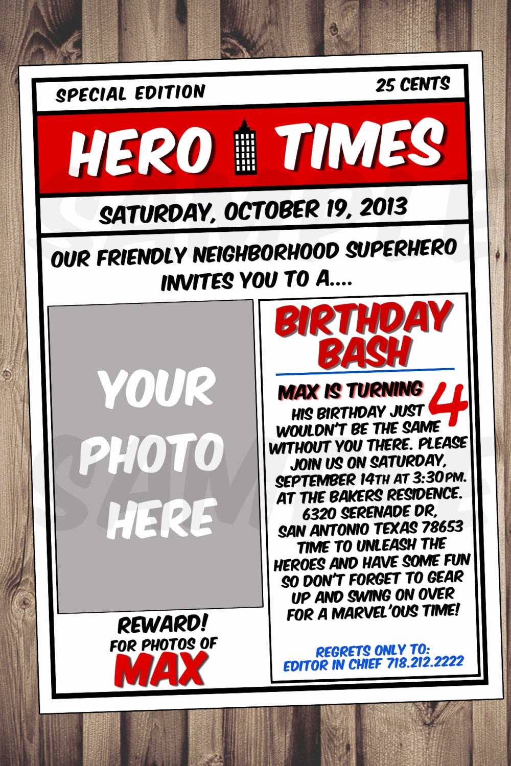 Superhero Newspaper Invitation Template Free Awesome Kitchen &amp; Dining