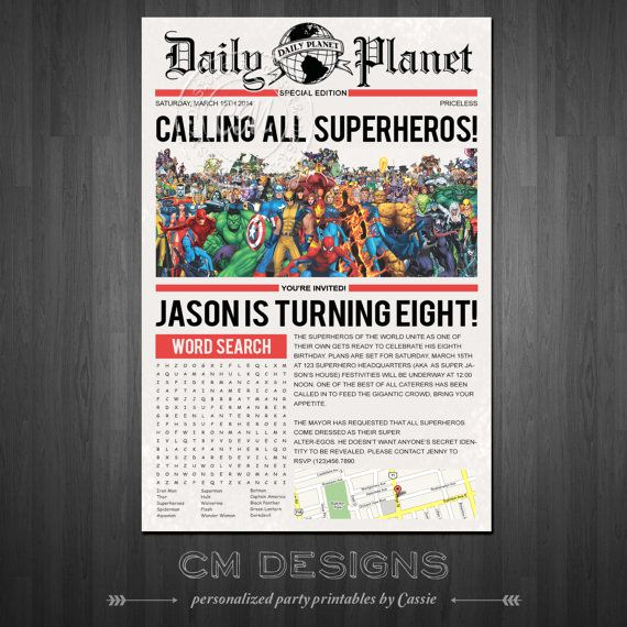 Superhero Newspaper Invitation Template Free Awesome Superhero Newspaper Birthday Invite with or without Word