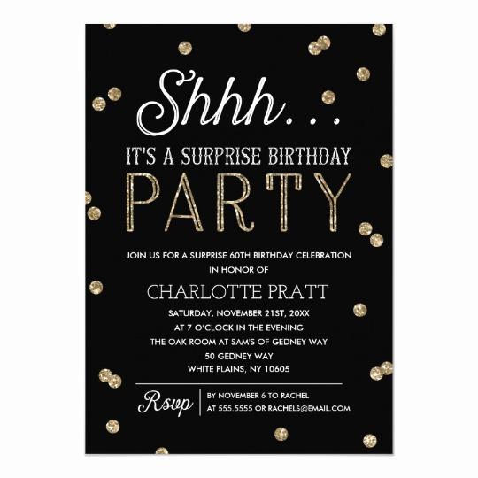 Suprise Birthday Party Invitation Lovely Shh Surprise Birthday Party Faux Glitter Confetti