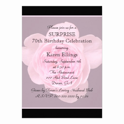 Surprise 70th Birthday Invitation Wording Beautiful 70th Surprise Birthday Party Invitation Rose