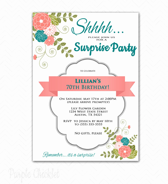 Surprise 70th Birthday Invitation Wording Fresh Surprise Invitation 70th Birthday Party by Purplechicklet