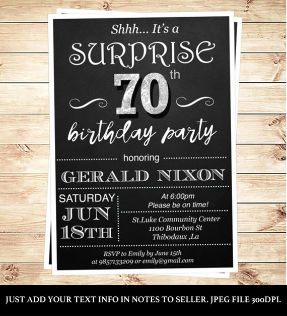 Surprise 70th Birthday Invitation Wording Inspirational Surprise 70 Birthday Party Invitations by Diypartyinvitation