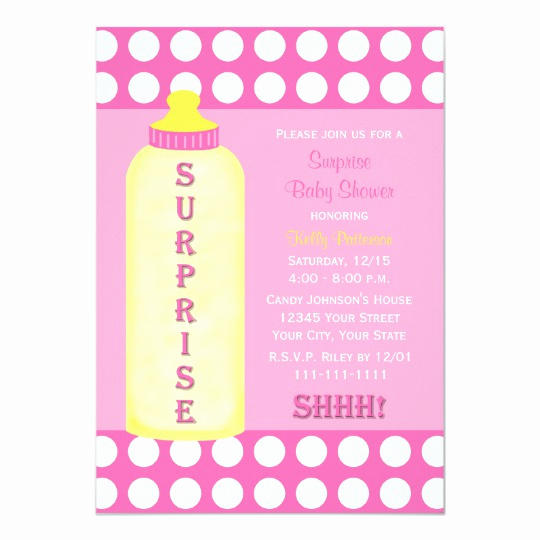 Surprise Baby Shower Invitation Wording Elegant Surprise Baby Shower Invitation Pink Baby Bottle