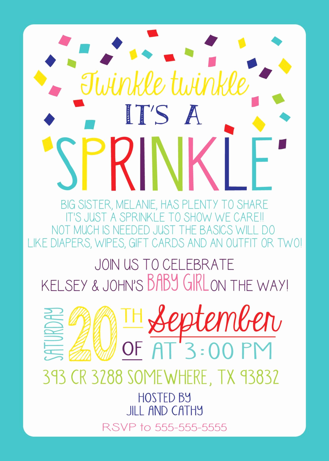 Surprise Baby Shower Invitation Wording Fresh Baby Sprinkle Invitation Girl Version Any Color Couples