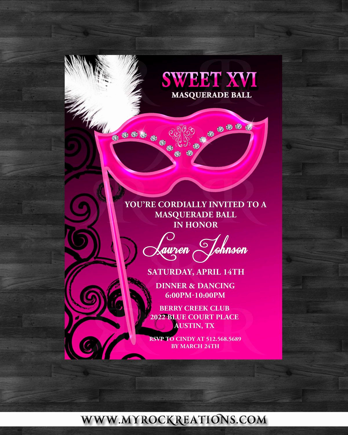Sweet 15 Invitation Cards Elegant Sweet 16 Masquerade On Pinterest