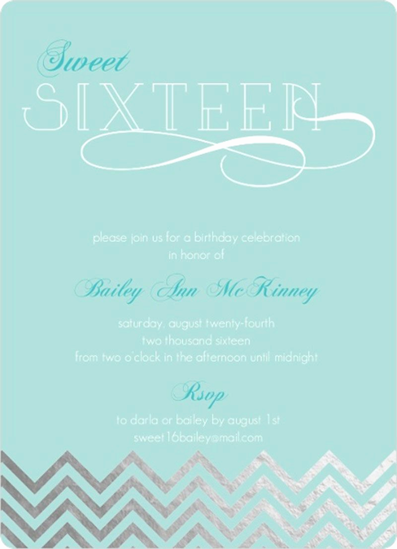 Sweet 16th Invitation Wording Fresh Light Blue Silver Foil Sweet Sixteen Birthday Invitation