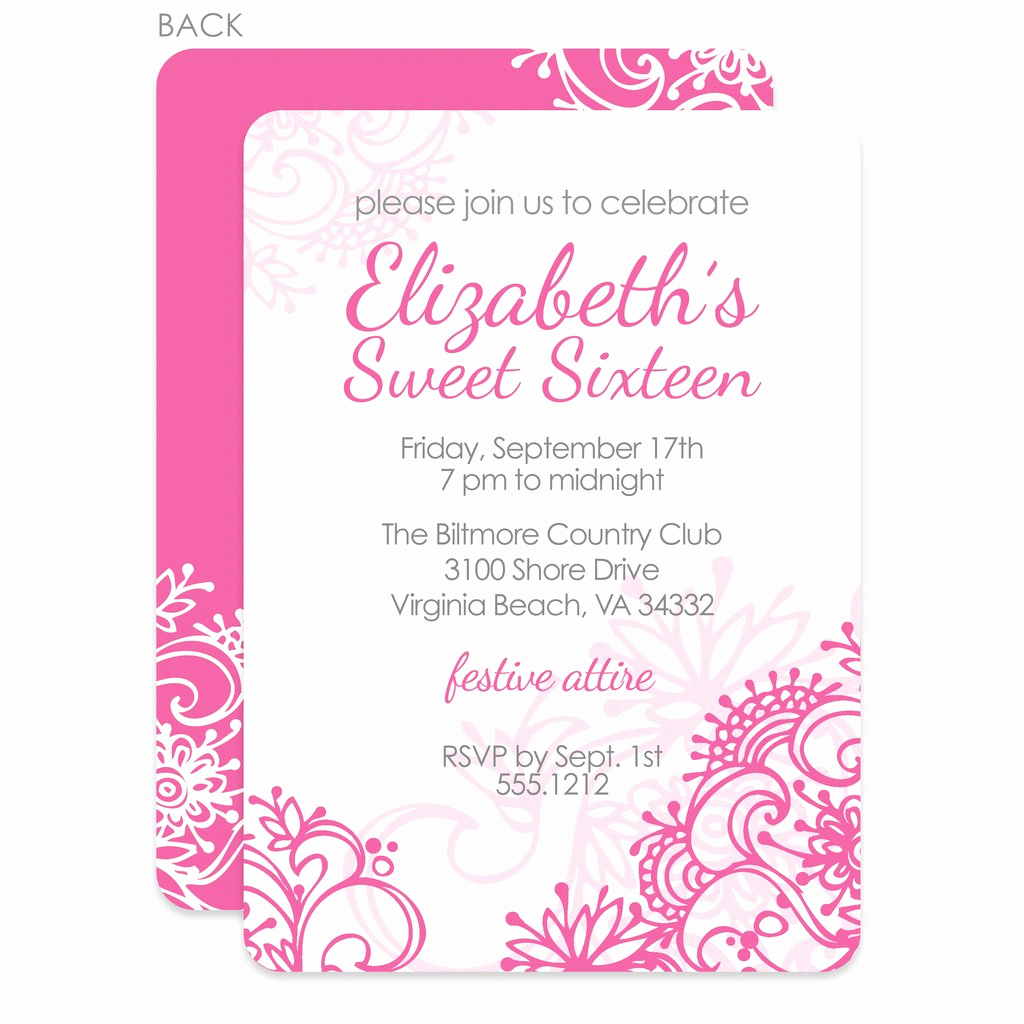 Sweet Sixteen Invitation Ideas Elegant Fresh Flowers Sweet 16 Invitation – Pipsy