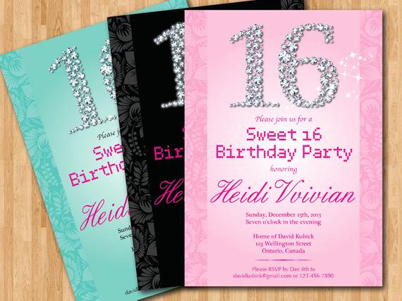Sweet Sixteen Invitation Ideas Luxury Sweet 16 Birthday Invitation Sweet Sixteen Diamond Number