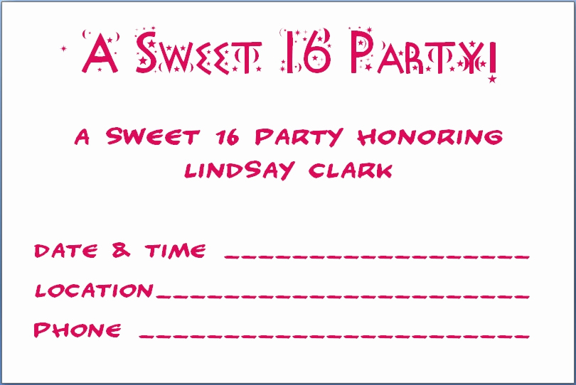 Sweet Sixteen Invitation Template Fresh 6 Best Of Sweet 16 Party Invitations Printable Free