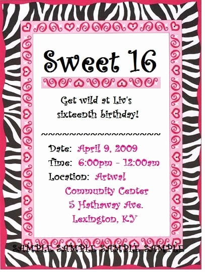 Sweet Sixteen Invitation Template Fresh Free Printable Sweet 16 Party Invitation