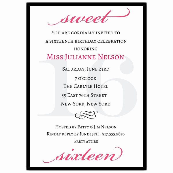 Sweet Sixteen Invitation Templates Beautiful Classic Pink Sweet 16 Birthday Invitations