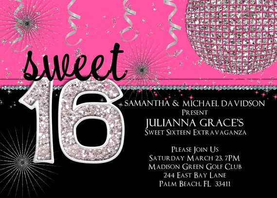 Sweet Sixteen Invitation Wording Awesome Sweet 16 Birthday Invitation Hot Pink Custom and Printable